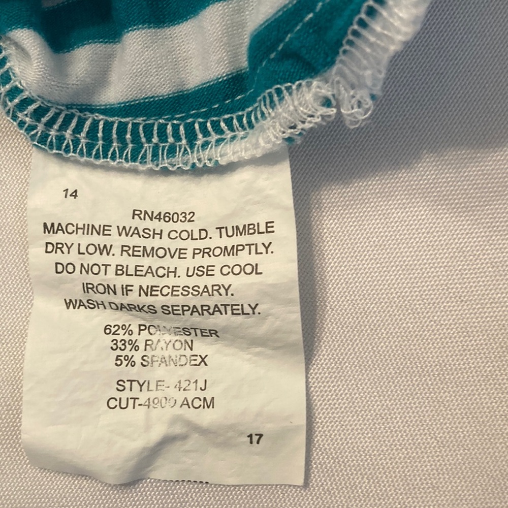 N Touch Teal Striped Long Sleeve Women's Top - Picture 5 of 8